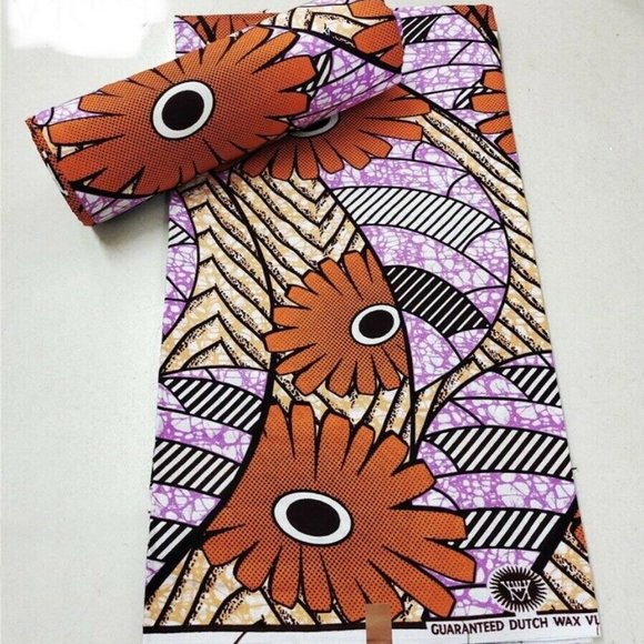 6 Yards 100% Cotton Fabric Wax African Print - Picture 1 of 2